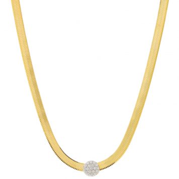 Tai: Gold Vermeil Snake Chain w/ Mini Gold CZ Slide Disc
