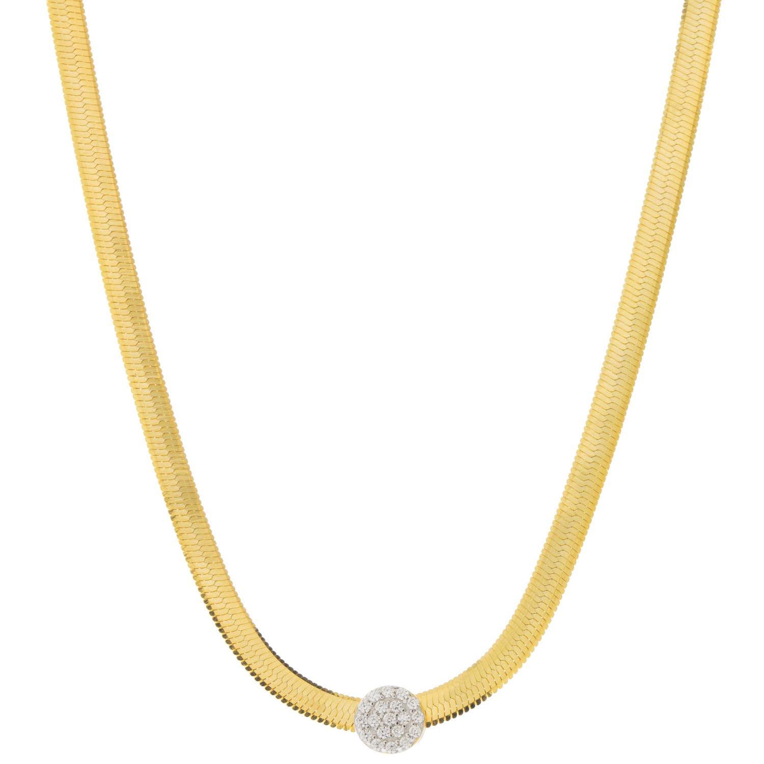 Tai: Gold Vermeil Snake Chain w/ Mini Gold CZ Slide Disc