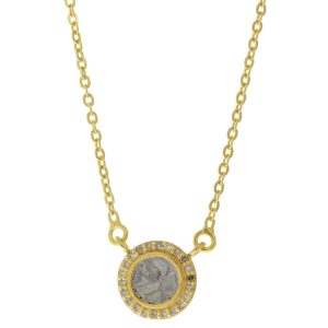 Shana Gulati:ALEX Pendant necklaceSliced raw uncut diamonds, Silver Resin, Pave champagne diamonds, Vermeil 18K