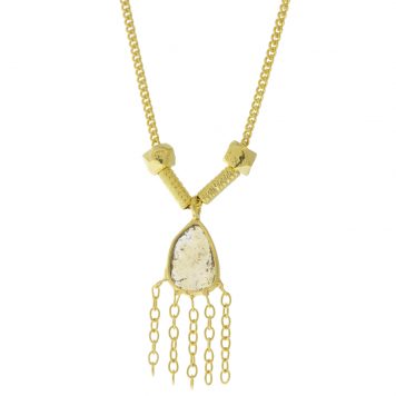 Shana Gulati: Pushpaki Necklace-Sliced raw uncut diamonds, Vermeil 18K gold