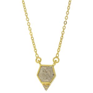 Shana Gulati:BIJOU necklace Sliced raw uncut diamonds, White Resin, Pave champagne diamonds, Vermeil 18K