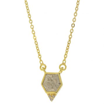 Shana Gulati:BIJOU necklace Sliced raw uncut diamonds, White Resin, Pave champagne diamonds, Vermeil 18K