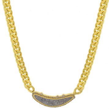Shana Gulati:Aadi Necklace-Sliced raw uncut diamonds,  resin, Pave champagne diamonds, Vermeil 18K gold