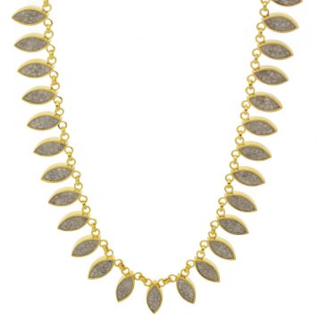 Shana Gulati:NAYIKA Necklace Sliced raw uncut diamonds, White Resin, Pave champagne diamonds, Vermeil 18K