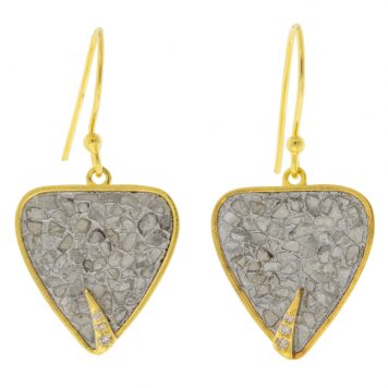 Shana Gulati:KULA Drop Earrings-Sliced raw uncut diamonds, Silver Resin, Pave champagne diamonds, Vermeil 18K