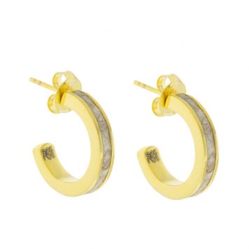 Shana Gulati:Hapur Hoops SMALL-Sliced raw uncut diamonds, White Resin, Vermeil 18K gold