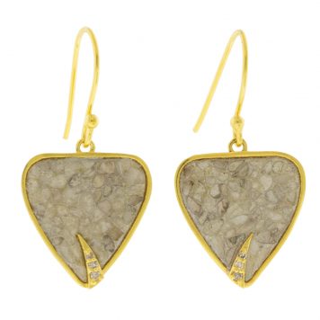 Shana Gulati:KULA Drop Earrings-Sliced raw uncut diamonds, White Resin, Pave champagne diamonds, Vermeil 18K