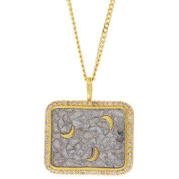 Shana Gulati:Alba Pendant-Sliced raw uncut diamonds, White resin, Pave champagne diamonds, Vermeil 18K gold