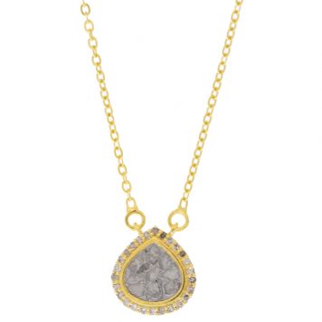 Shana Gulati:ARASHI Pendant necklaceSliced raw uncut diamonds, Silver Resin, Pave champagne diamonds, Vermeil 18K