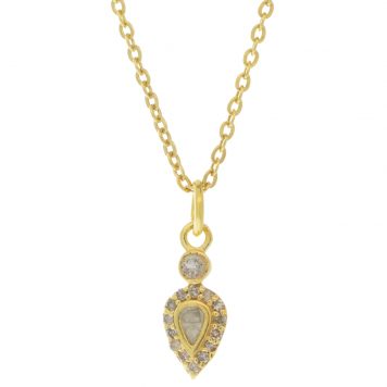 Shana Gulati:IRVING Pendant Sliced raw uncut diamonds, Silver Resin, Pave champagne diamonds, Vermeil 18K