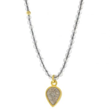 Shana Gulati: BARROW necklace Sliced raw uncut diamonds, White Resin, Pave champagne diamonds, Vermeil 18K