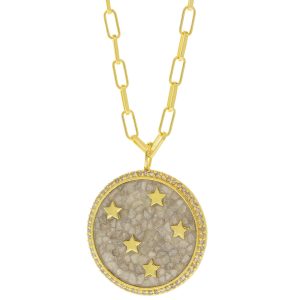 Shana Gulati:Amil Pendant-Sliced raw uncut diamonds, White Resin, Pave champagne diamonds, Vermeil 18K