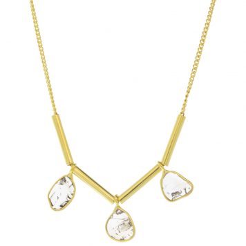 Shana Gulati: Leenah Necklace-Sliced raw uncut diamonds, Vermeil 18K gold