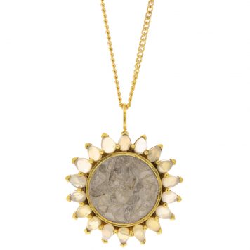 Shana Gulati:CUVIER necklace Sliced raw uncut diamonds, White Resin, Pave champagne diamonds, Vermeil 18K