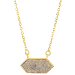 Shana Gulati:HEERA Pendnat Sliced raw uncut diamonds, White Resin, Pave champagne diamonds, Vermeil 18K