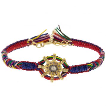 Marie Laure Chamorel: Bracelet ,Sterling Silver 925, silk and crystal, color:Navy