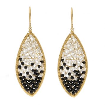 Dana Kellin:Ombre small Marquis Shaped Earring w/ Clear Crystals & JET
