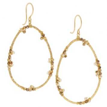 Dana Kellin: Earrings, Large open teardrop shape,BRONZE Mix on rim