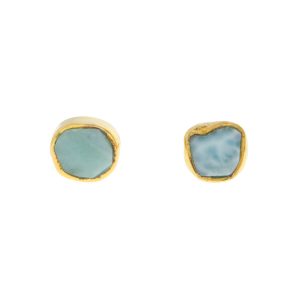 Robindira Unsworth: Fashion earrings, 14k gold vermeil, Larimar