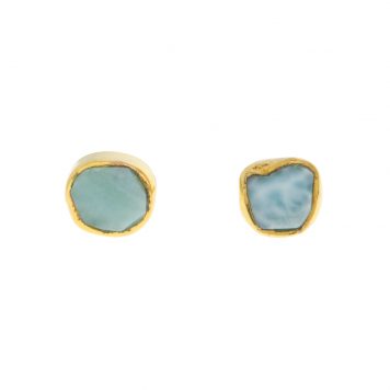 Robindira Unsworth: Fashion earrings, 14k gold vermeil, Larimar