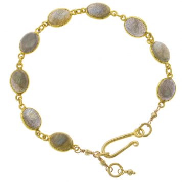 Robindira Unsworth: Fashion Bracelet, Cabouchon Labradorite, 14k vermeil, 7"-7.5" long
