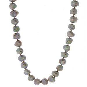 Robindira Unsworth: Fashion Necklace, 14k Vermeil, Small Grey Freshwater Pearls, 19"-20"