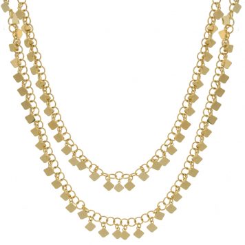 Robindira Unsworth: Fashion,Necklace,Square Dangle,14k gold vermeil, 33" in length