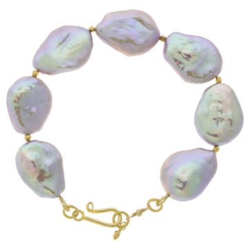 Robindira Unsworth: Fashion Bracelet, 14k gold vermeil, Silver Freshwater Coin Pearl, 7.5"-8"