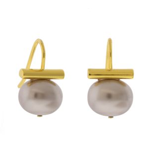 Catherine Canino: 18K gold over brass baby pebble pearl earring PERIWINKLE