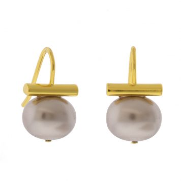 Catherine Canino: 18K gold over brass baby pebble pearl earring PERIWINKLE