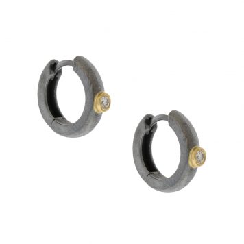 Alison Shiboski: 14mm Sterling Hoops w/ 18k & .085ct Diamonds