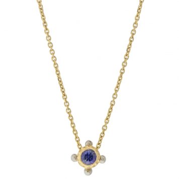 Alison Shiboski: .18ct Blue Sapphire Porthole Necklace, 18k & Platinum
