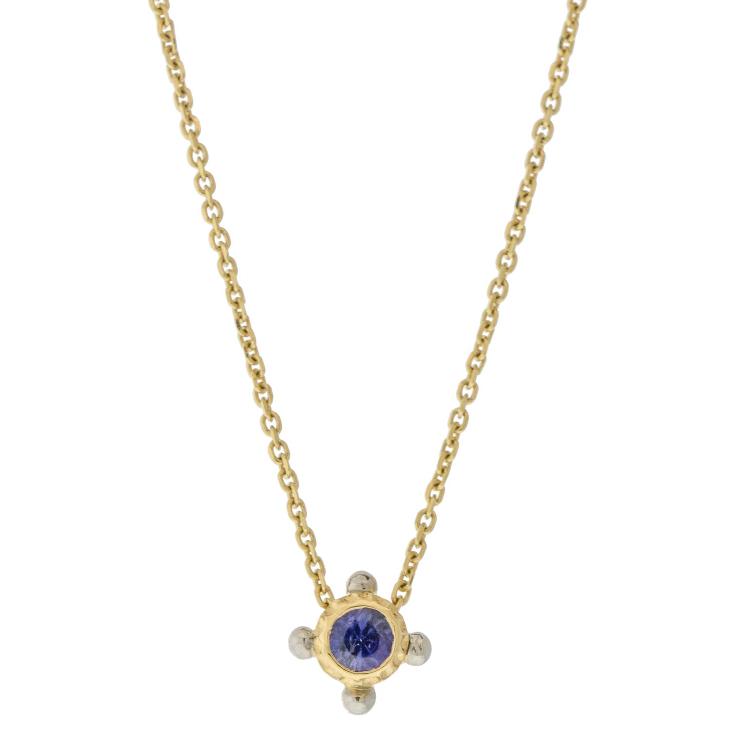 Alison Shiboski: .18ct Blue Sapphire Porthole Necklace, 18k & Platinum