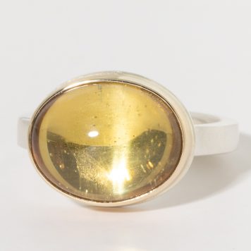 Jamie Joseph:Sterling & 14K Gold Ring w/ Oval Smooth CITRINE Ring on X Band