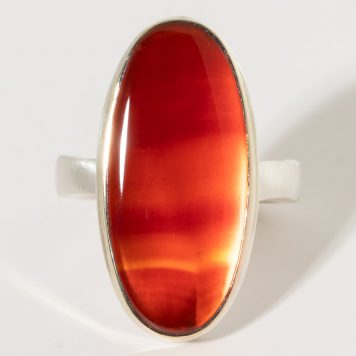 Jamie Joseph:Sterling & 14k Gold Ring w/ Vertical Smooth CARNELIAN on Soft Live Edge