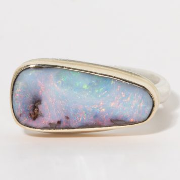 Jamie Joseph:Sterling & 14K Gold Ring w/Asymmetrical BOULDER OPAL on Egyptian Band