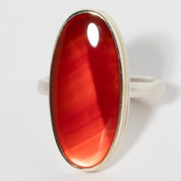 Jamie Joseph:Sterling & 14K Gold Ring w/ Vertical Smooth CARNELIAN on Egyptian Band
