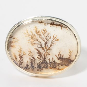 Jamie Joseph:Sterling & 14K Gold Ring w/ Oval DENDRITIC AGATE on Comfort Band
