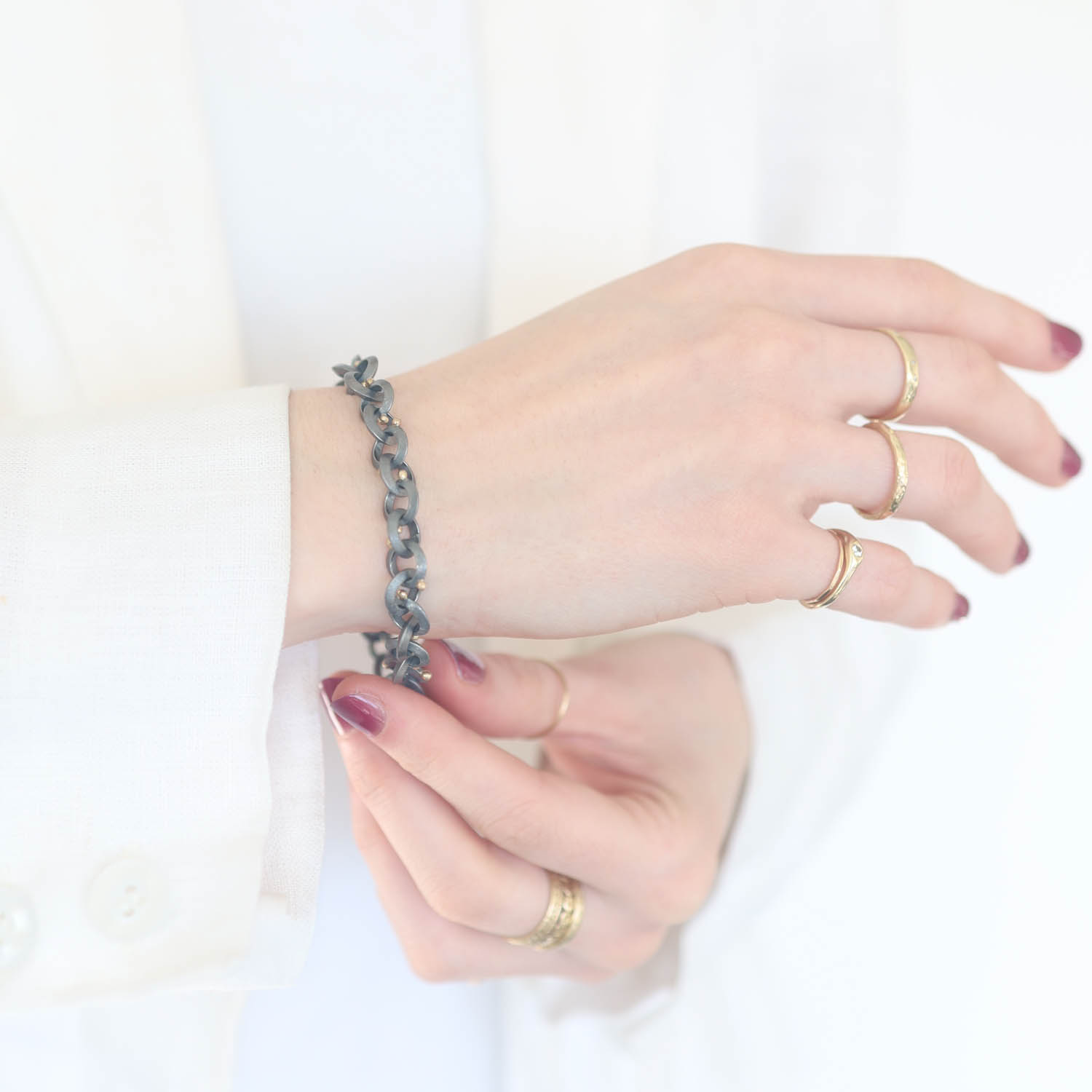 Alison Shiboski:SS 14K bracelet with Gold dots