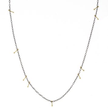 Sarah McGuire:Pinned necklace,18k Pins/ox chain,17"