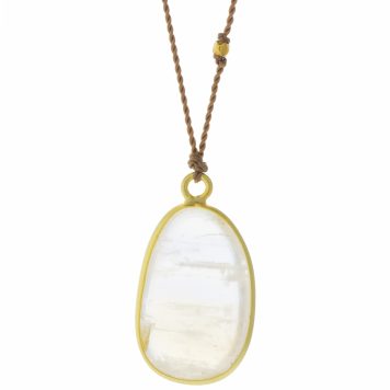 Margaret Solow: Necklace, 18k, Cabochon Rainbow Moonstone
