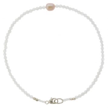 Margaret Solow: Beaded Bracelet, Rainbow Moonstone w/ Keishi Pearl