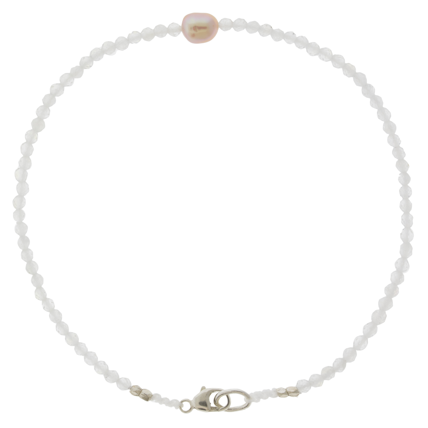 Margaret Solow: Beaded Bracelet, Rainbow Moonstone w/ Keishi Pearl