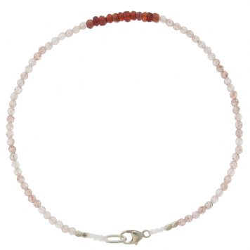 Margaret Solow: Beaded Bracelet, Strawberry Quartz w/ Sapphire