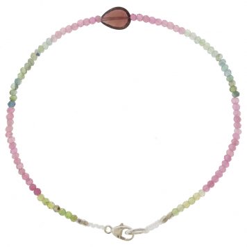 Margaret Solow: Beaded Bracelet, Tourmaline w/ Tourmaline, Pink & Green