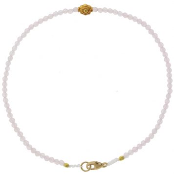 Margaret Solow: Beaded Bracelet, Rose Quartz w/ 18k Gold Bead