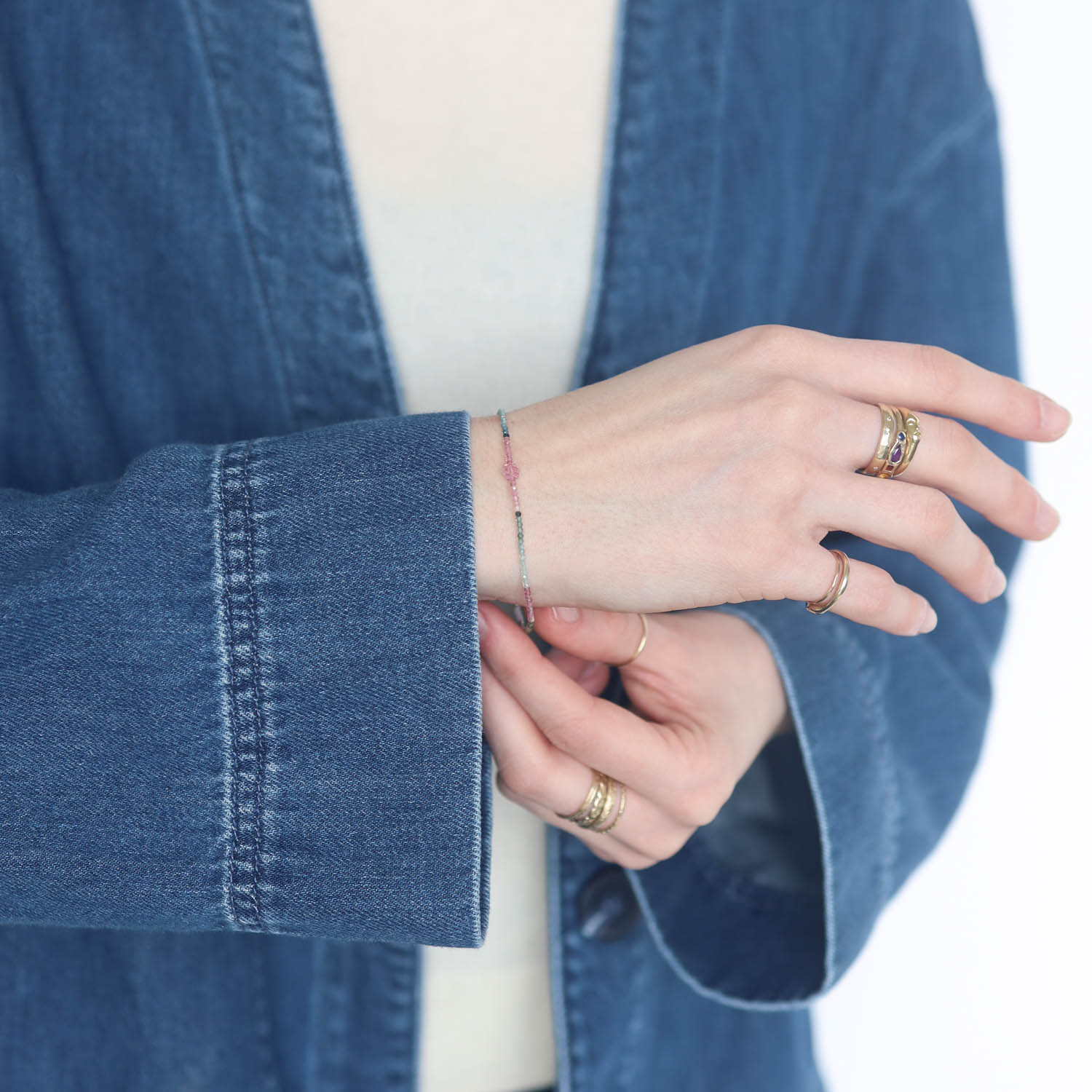 Margaret Solow: Beaded Bracelet, Tourmaline w/ Tourmaline