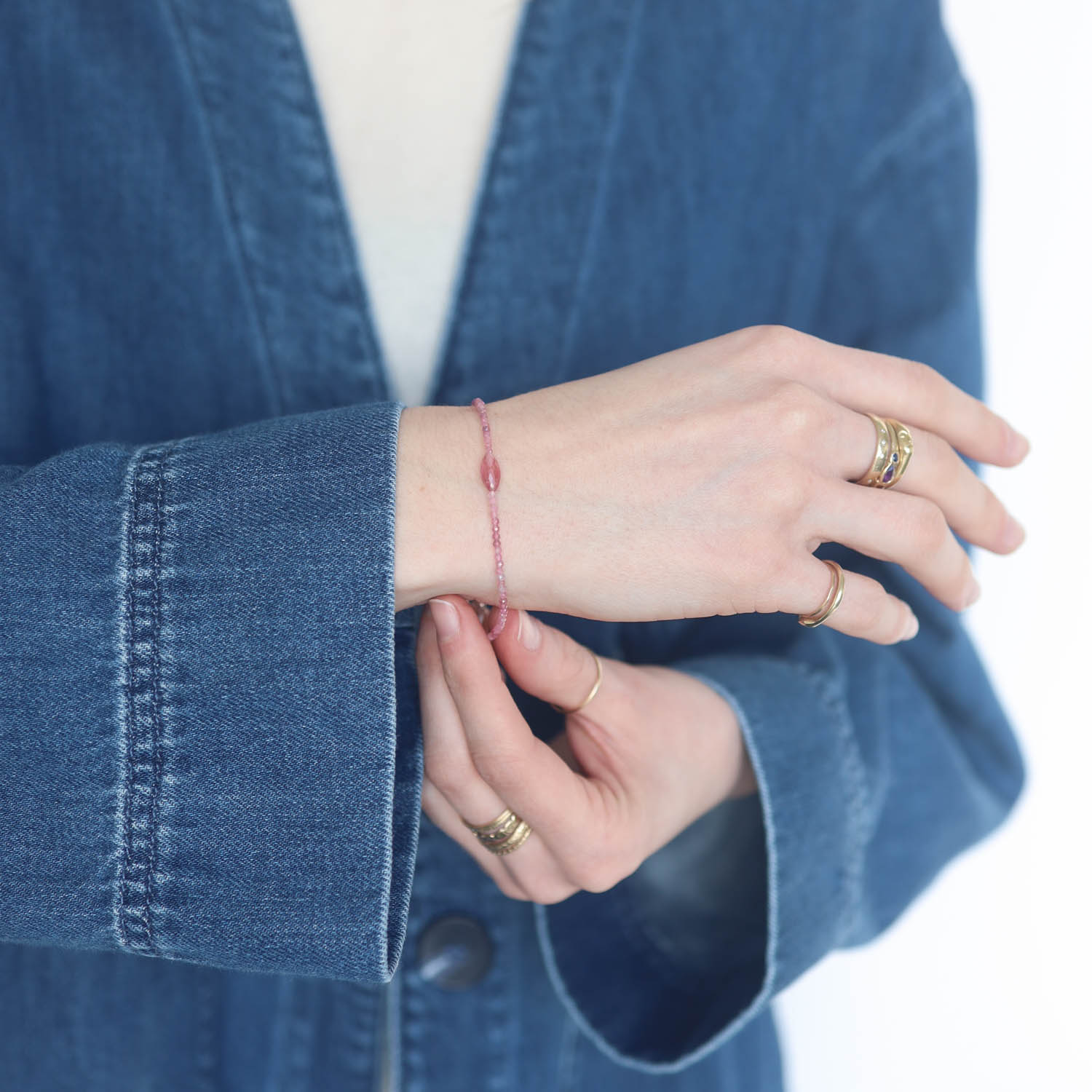 Margaret Solow: Beaded Bracelet, Tourmaline - All Pink