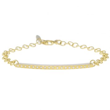 Rene Escobar:Adam ID,2.5MM YG BAR XSM ID & Yellow gold round links bracelet,  0.25ct,size Medium