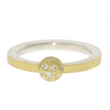 Rene Escobar: RING, 6MM YG BALL & YG RING w/ .12ct in diamonds